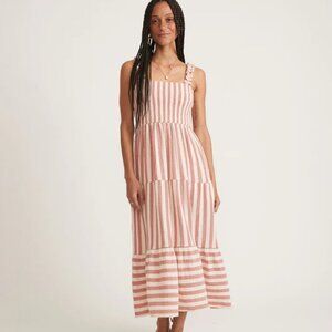 NWOT Marine Layer Selene Double Cloth Maxi Dress Auburn/White Stripe - Small